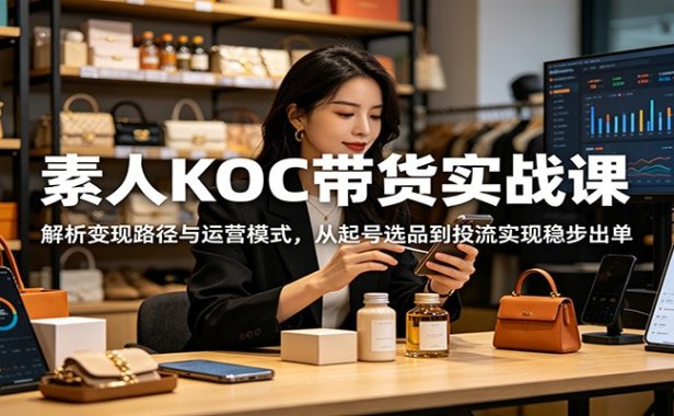 素人KOC带货实战课：解析变现路径与运营模式，从起号选品到投流实现稳步出单