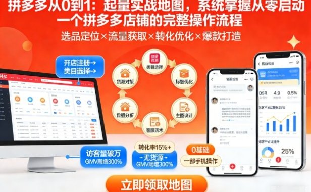 拼多多从0到1:起量实战地图,系统掌握从零启动一个拼多多店铺的完整操作流程
