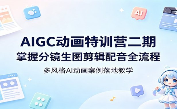 AIGC动画特训营二期：掌握分镜生图剪辑配音全流程，多风格AI动画案例落地教学