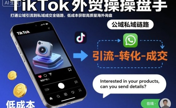 TikTok外贸操盘手,打通公域引流到私域成交全链路,低成本获取高质量海外询盘