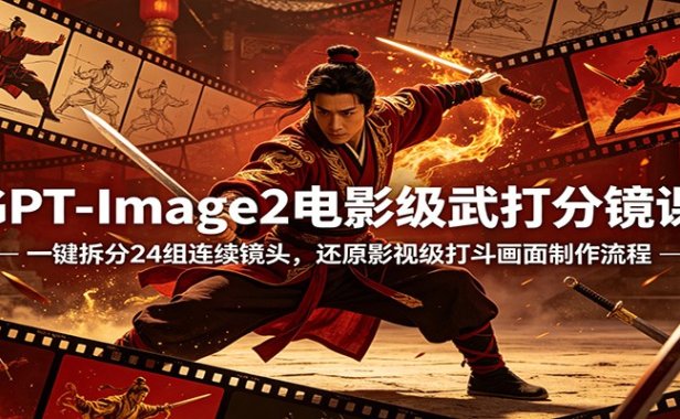 GPT-Image2电影级武打分镜课：一键拆分24组连续镜头，还原影视级打斗画面制作流程