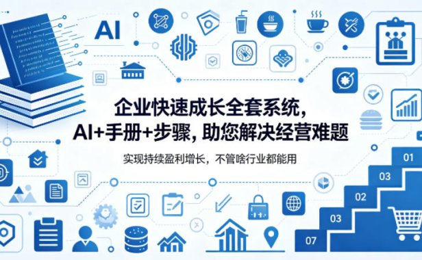企业快速成长全套系统，AI+手册+步骤，助您解决经营难题，实现持续盈利增长，不管啥行业都能用