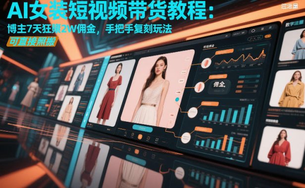 AI女装短视频带货教程:博主7天狂賺2W佣金,手把手复刻玩法,可直接照搬