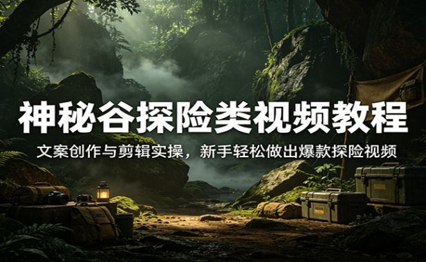 神秘谷探险类视频教程：文案创作与剪辑实操，新手轻松做出爆款探险视频