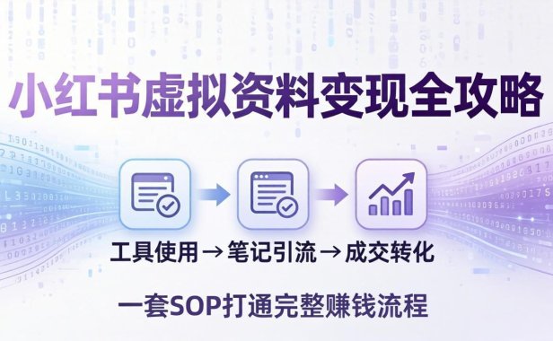 小红书虚拟资料变现全攻略：从工具使用到笔记引流成交，一套 SOP 打通完整赚钱流程