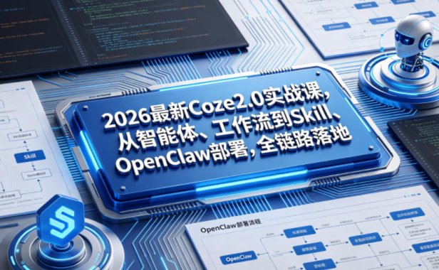 2026最新Coze2.0实战课,从智能体、工作流到Skill、OpenClaw部署,全链路落地