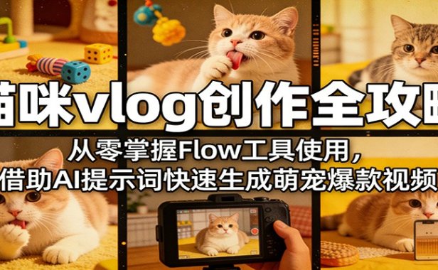 猫咪vlog创作全攻略：从零掌握Flow工具使用，借助AI提示词快速生成萌宠爆款视频