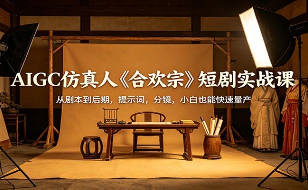 AIGC仿真人《合欢宗》短剧实战课：从剧本到后期，提示词，分镜，小白也能快速量产