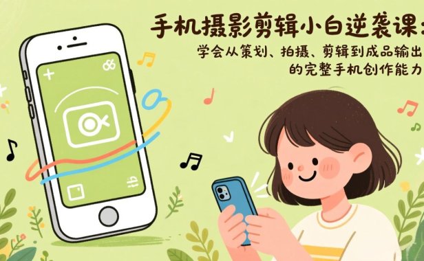 手机摄影剪辑小白逆袭课:学会从策划、拍摄、剪辑到成品输出的完整手机创作能力
