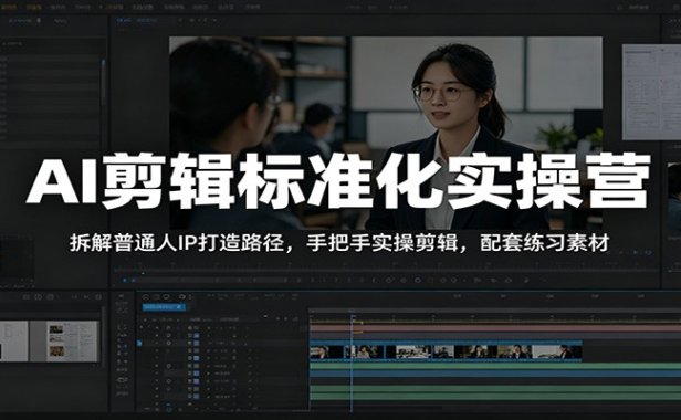 AI剪辑标准化实操营:拆解普通人IP打造路径,手把手实操剪辑,配套练习素材