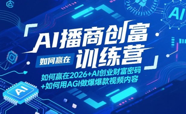 AI播商创富训练营，如何赢在2026+AI创业财富密码+如何用AGI做爆款视频内容