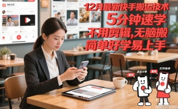 12月最新快手搬运技术，5分钟速学，不用剪辑无脑搬，简单好学易上手