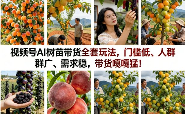 视频号AI树苗带货全套玩法，门槛低、人群广、需求稳，带货嘎嘎猛！