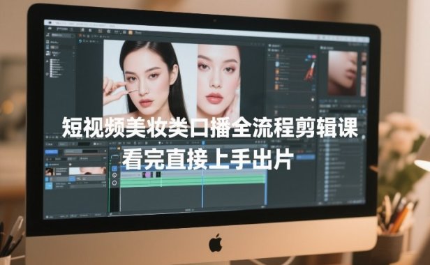 短视频美妆类口播全流程剪辑课，看完直接上手出片