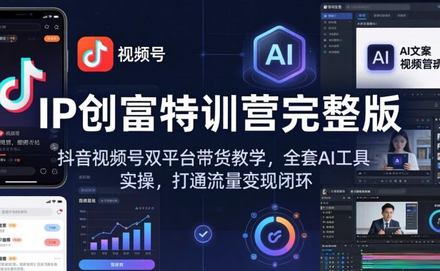 IP创富特训营完整版：抖音视频号双平台带货教学，全套AI工具实操，打通流量变现闭环