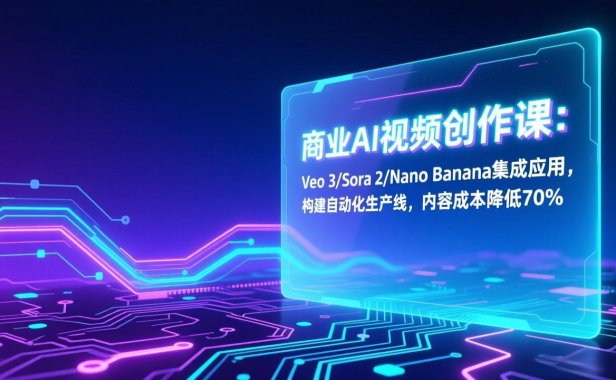 商业AI视频创作课:Veo 3/Sora 2/Nano Banana集成应用,构建自动化生产线,内容成本降低70%