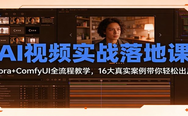 AI视频实战落地课:Sora+ComfyUI全流程教学,16大真实案例带你轻松出片