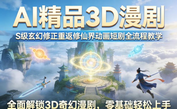 AI精品3D漫剧S级玄幻修正重返修仙界动画短剧全流程教学，全面解锁3D奇幻漫剧，零基础轻松上手