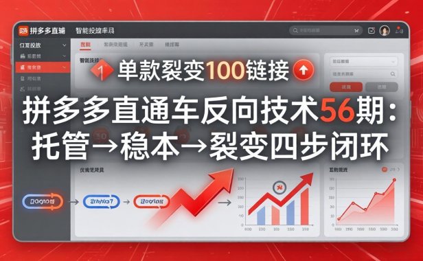 拼多多直通车反向技术56期:托管→稳本→裂变四步闭环,单款裂变100链接抢占核心流量