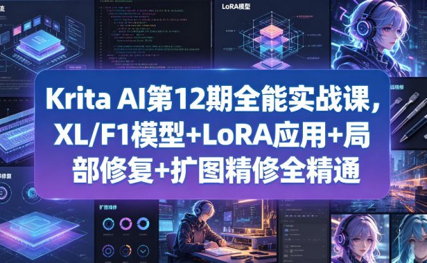 Krita AI第12期全能实战课，XL/F1模型+LoRA应用+局部修复+扩图精修全精通