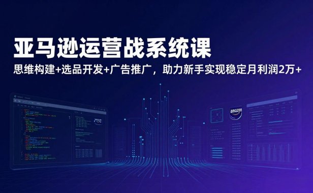 亚马逊运营实战系统课，思维构建+选品开发+广告推广，助力新手实现稳定月利润2万+(更新