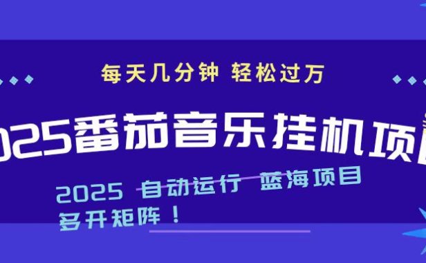 2025最新挂机番茄音乐项目，每天几分钟，日入1000＋