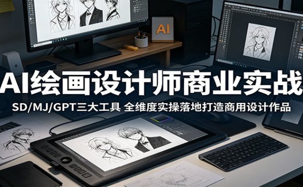 AI绘画设计师商业实战:SD/MJ/GPT三大工具,全维度实操落地打造商用设计作品