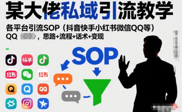 某大佬私域引流教学,各平台引流SOP(抖音快手小红书微信QQ等),思路+流程+话术+变现