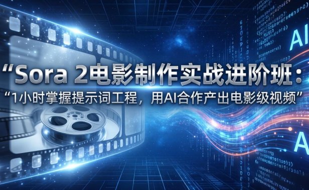 Sora 2电影制作实战进阶班：1小时掌握提示词工程，用AI合作产出电影级视频