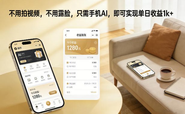 不用拍视频,不用露脸,只需手机AI,即可实现单日收益1k+【揭秘】
