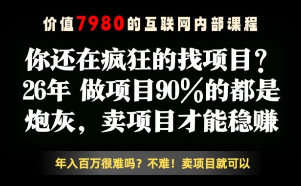 26年请不要疯狂的找项目了,卖项目远比你想象的暴利,你也可以月入10W+【揭秘】