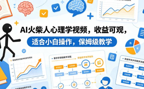 AI火柴人心理学视频,收益可观,适合小白操作,保姆级教学