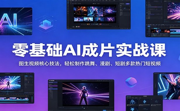 零基础AI成片实战课：图生视频核心技法，轻松制作跳舞、漫剧、短剧多款热门短视频