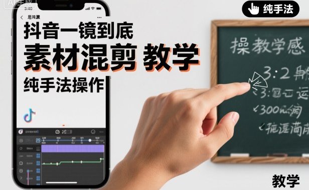 抖音一镜到底素材混剪教学,纯手法操作