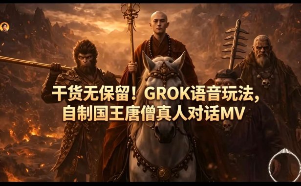干货无保留！GROK语音玩法，自制国王唐僧真人对话MV