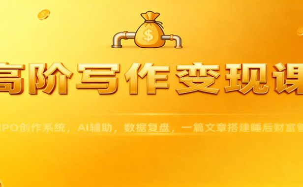 高阶写作变现课:IPO创作系统,AI辅助,数据复盘,一篇文章搭建睡后财富管道