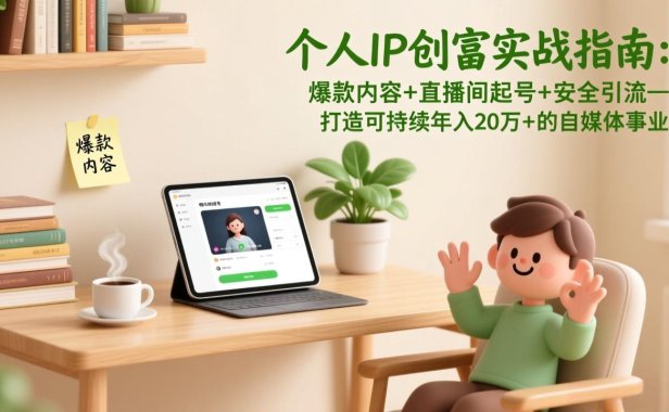 个人IP创富实战指南:爆款内容+直播间起号+安全引流,打造可持续年入20万+的自媒体事业