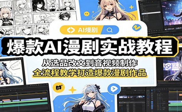爆款AI漫剧实战教程:从选品改文到音视频制作,全流程教学打造爆款漫剧作品