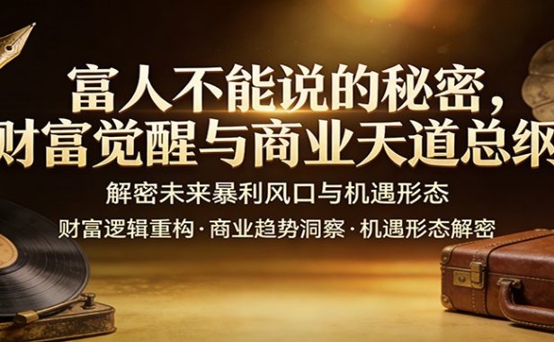 富人不能说的秘密，财富觉醒与商业天道总纲，解密未来暴利风口与机遇形态