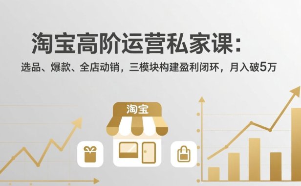 淘宝高阶运营私家课:选品、爆款、全店动销,三模块构建盈利闭环,月入破5万(更新26年2月