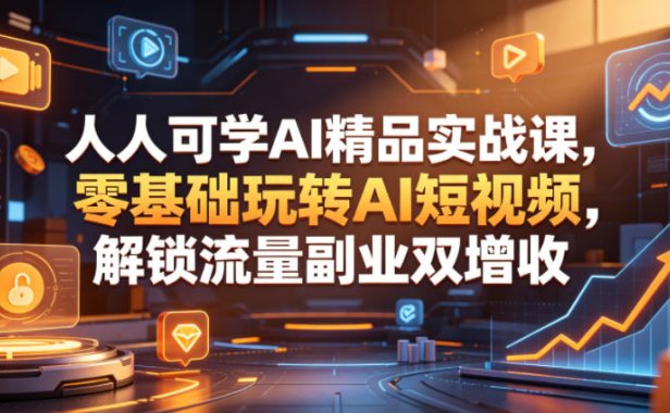 人人可学AI精品实战课，零基础玩转AI短视频，解锁流量副业双增收