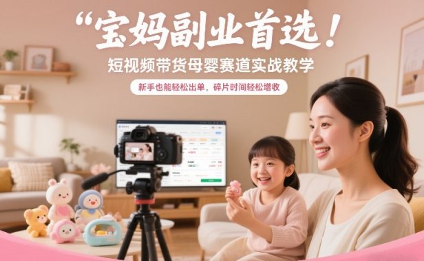 宝妈副业首选!短视频带货母婴赛道实战教学,新手也能轻松出单,碎片时间轻松增收