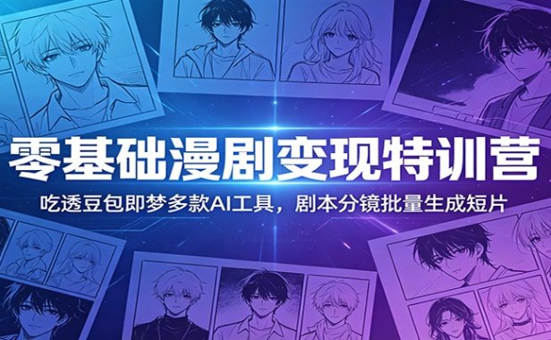 零基础漫剧变现特训营:玩转豆包即梦多款AI工具,剧本分镜批量生成短片