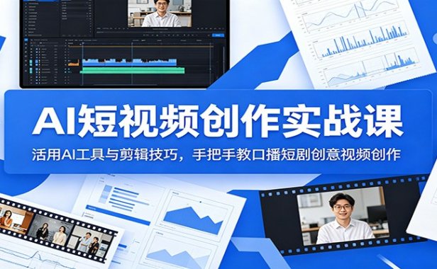 AI短视频创作实战课：活用AI工具与剪辑技巧，手把手教口播短剧创意视频创作