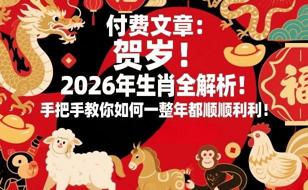 付费文章：贺岁！2026年生肖全解析！手把手教你如何一整年都顺顺利利！