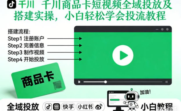 千川商品卡短视频全域投放及搭建实操，小白轻松学会投流教程(更新26年2月)