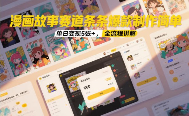 漫画故事赛道条条爆款制作简单,单日变现5张+,全流程讲解