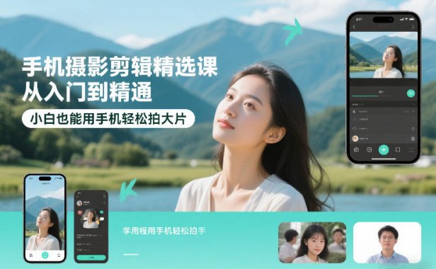 手机摄影剪辑精选课,从入门到精通,小白也能用手机轻松拍大片