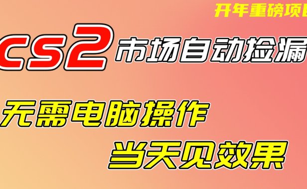 CS2市场挂机项,无需电脑操作,无需进入游戏,当天见效果,支持任何形式验证