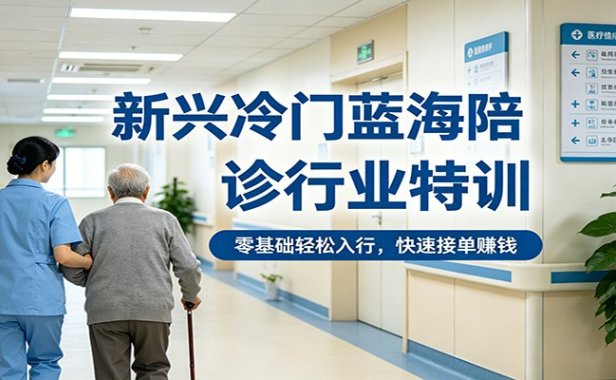 新兴冷门蓝海陪诊行业特训，零基础轻松入行，快速接单赚钱
